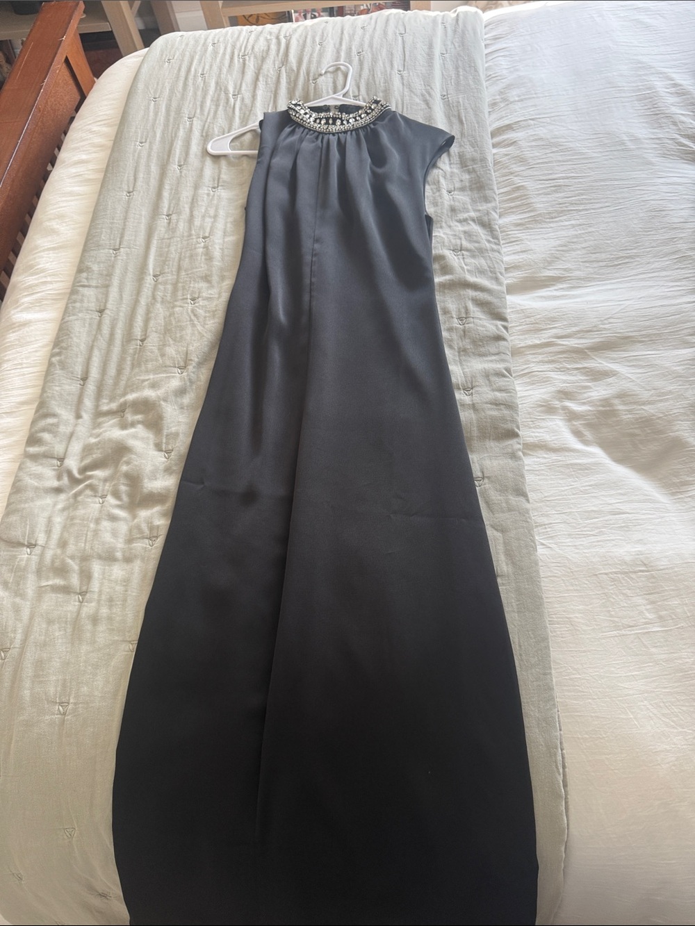 Misa Los Angeles Black Maxi Dress with Embellished Neckline